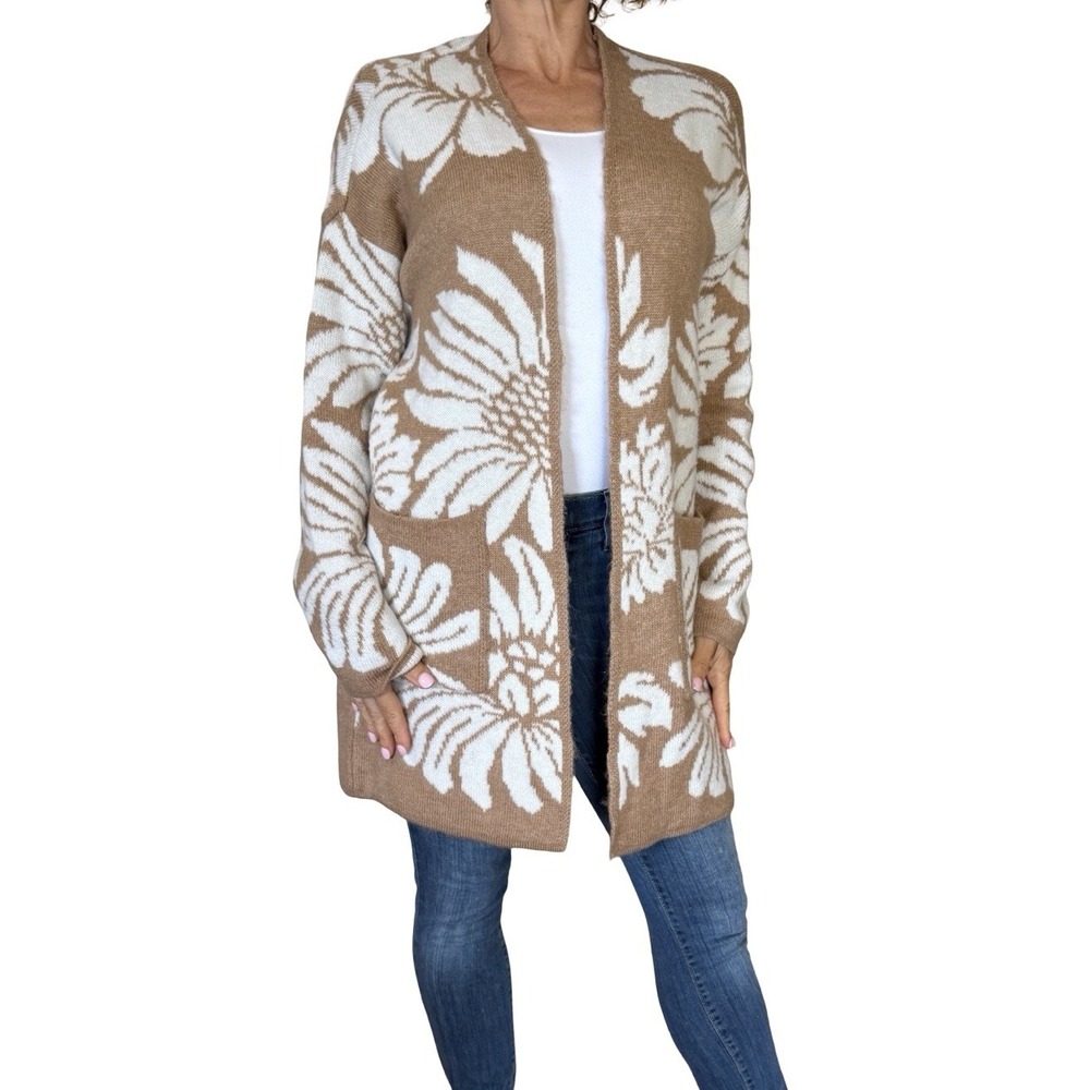 By Anthropologie Floral Cardigan Sweater Small Open Cottagecore Boho Chic Rustic - Picture 8 of 16